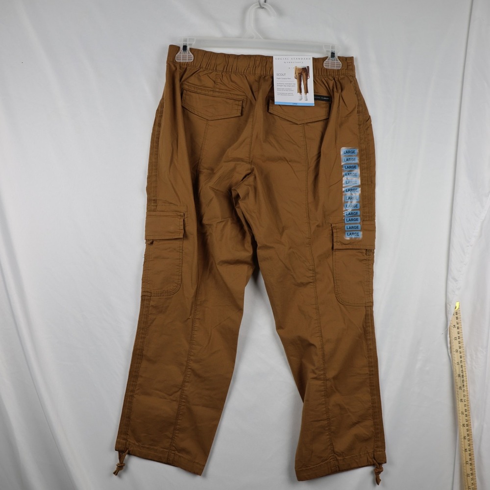 Social Standard Scout Poplin Surplus Pants Womens Large Caramel Cargo Drawcord - Picture 4 of 15